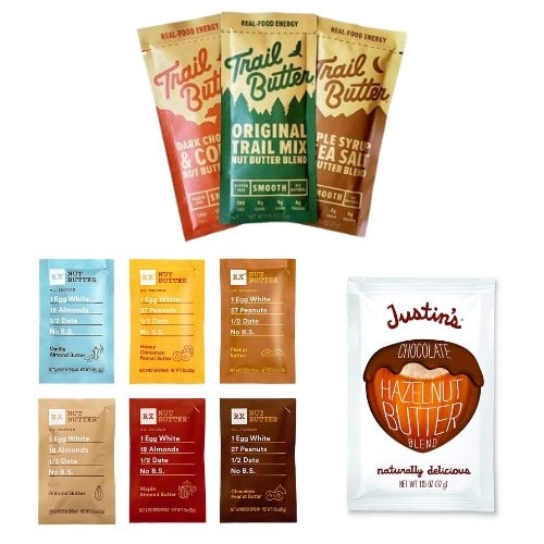 A variety of nut butter packets