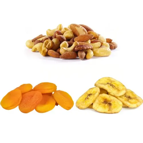 Nuts, apricots, and banana chips
