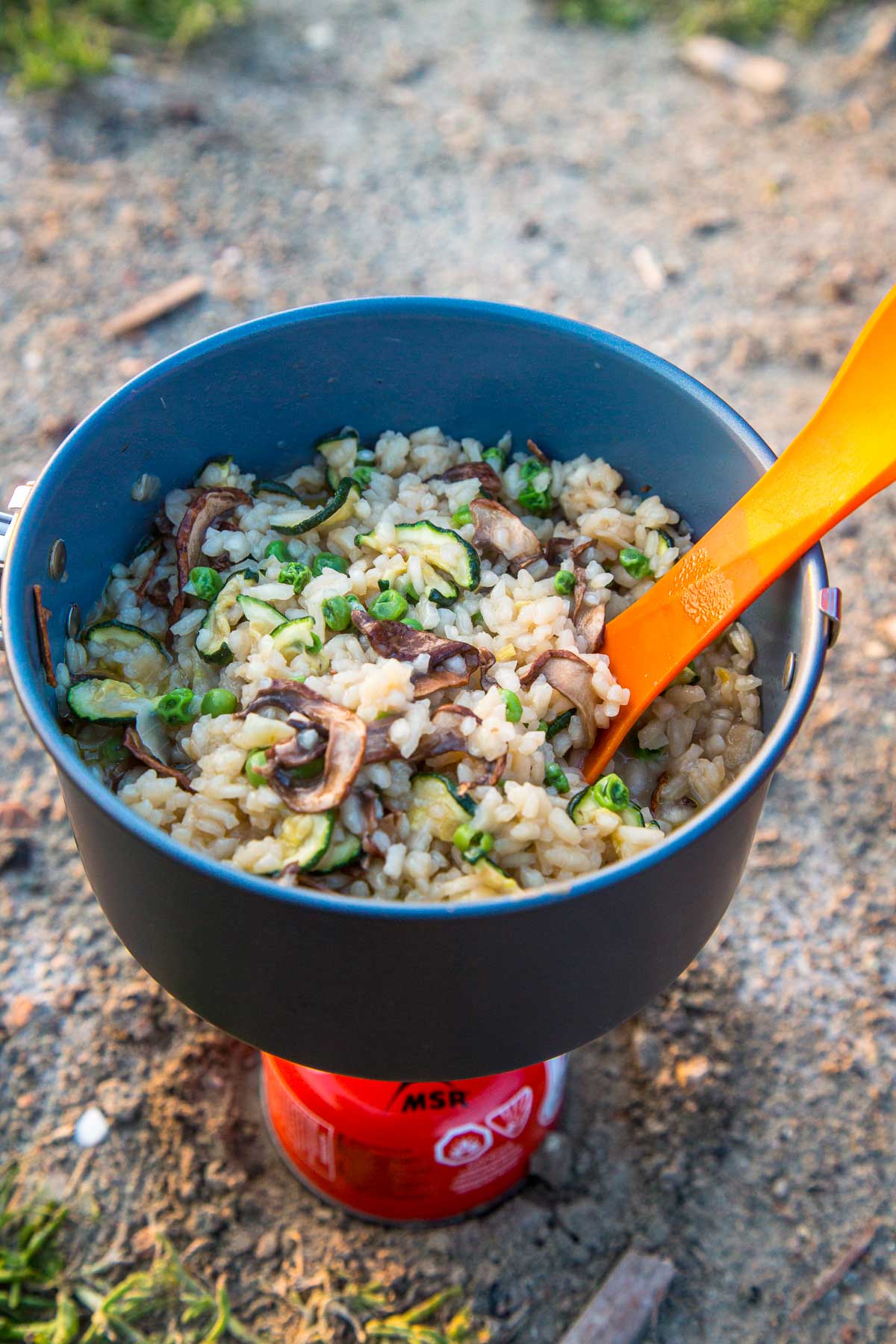 Risotto in a backpacking pot