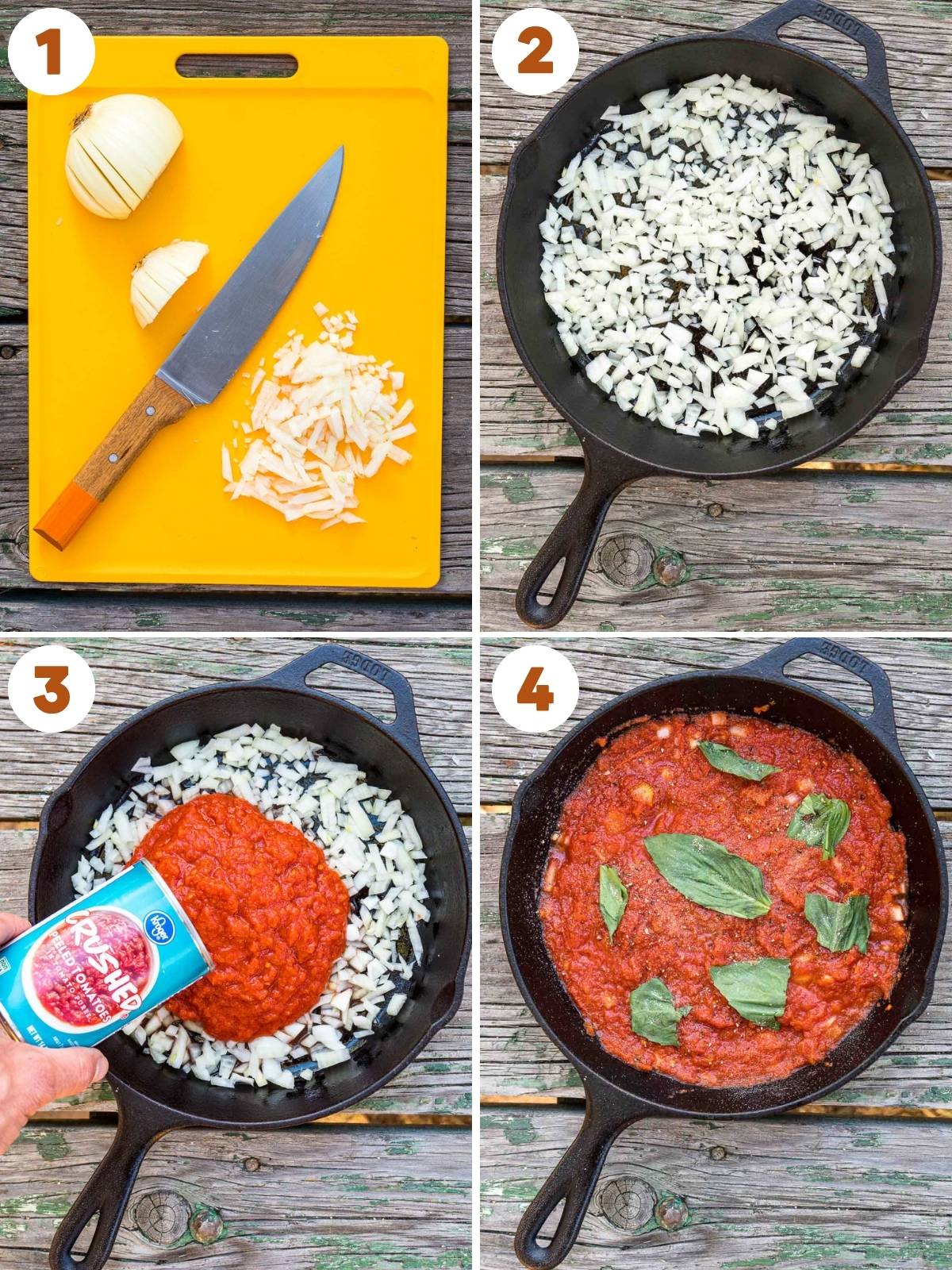 Collage of steps to make ratatouille