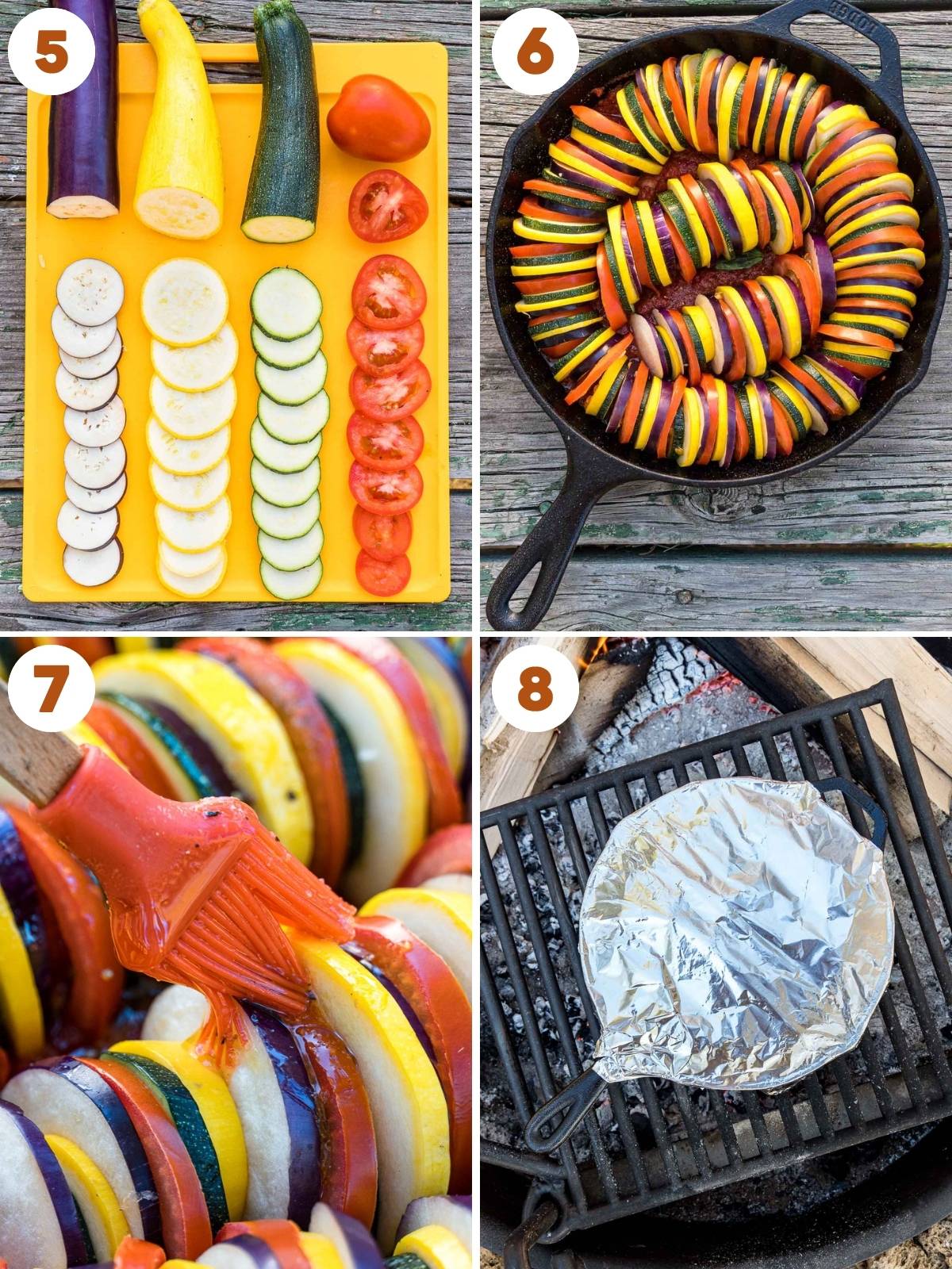 Collage of steps to make ratatouille