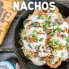 Pinterest graphic with text overlay reading "Steak and blue cheese nachos"
