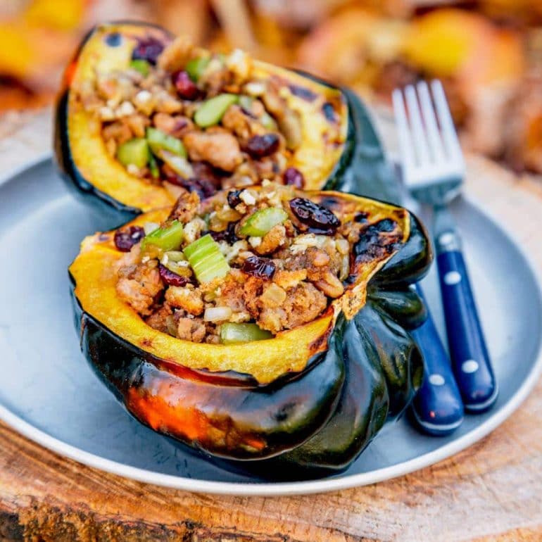 Thanksgiving in a Bowl: Roasted Stuffed Squash