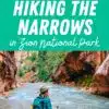 Pinterest graphic with text overlay reading "Complete guide: Hiking the Narrows in Zion National Park"