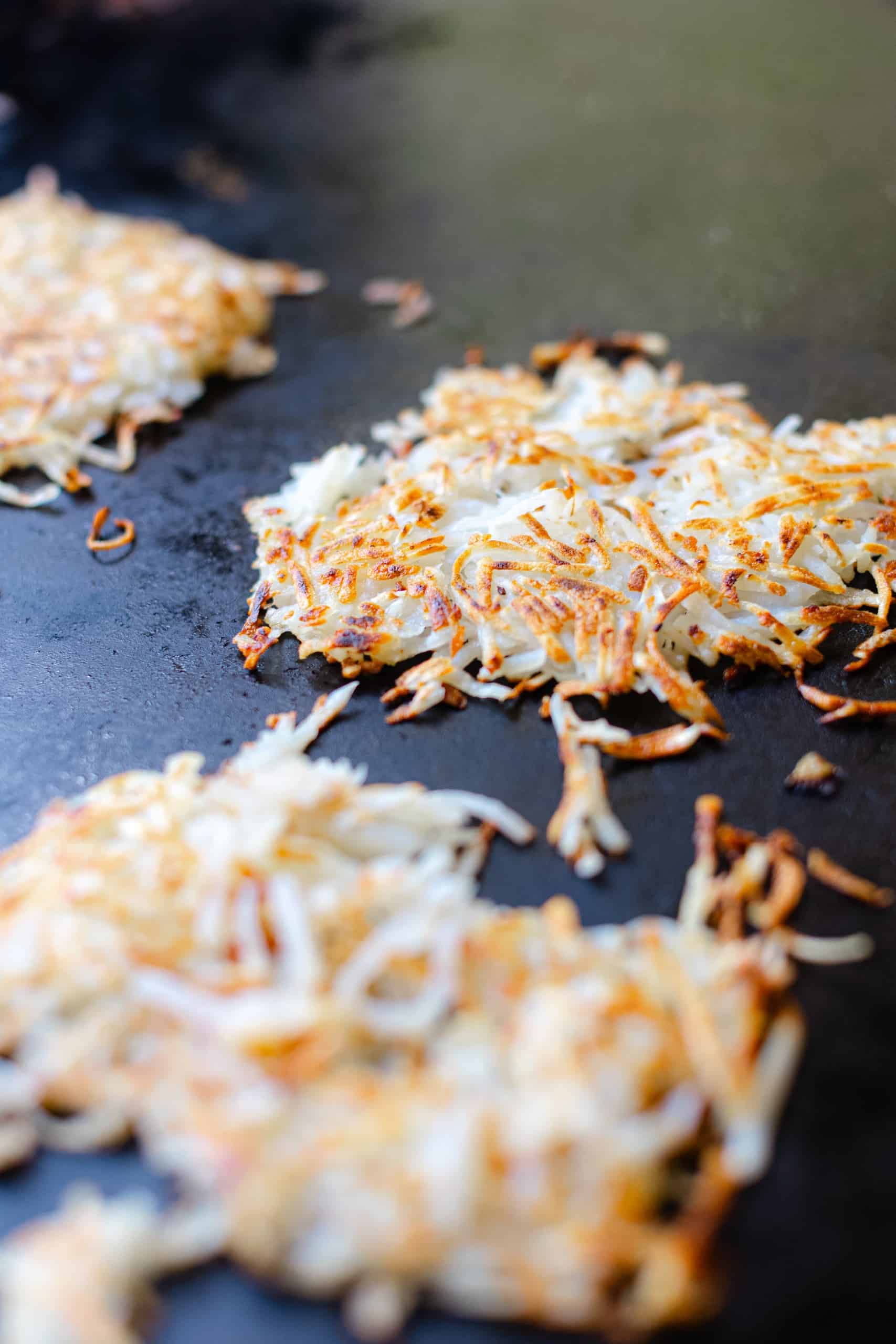 Hashbrowns on a Blackstone griddle.