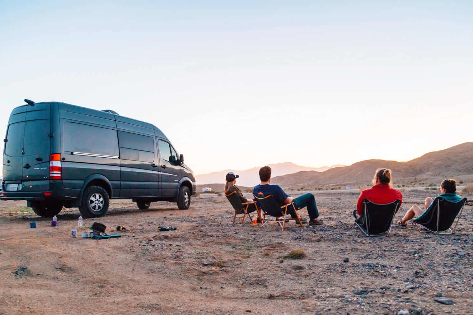 Friends sitting around a campfire in Borrego Springs.