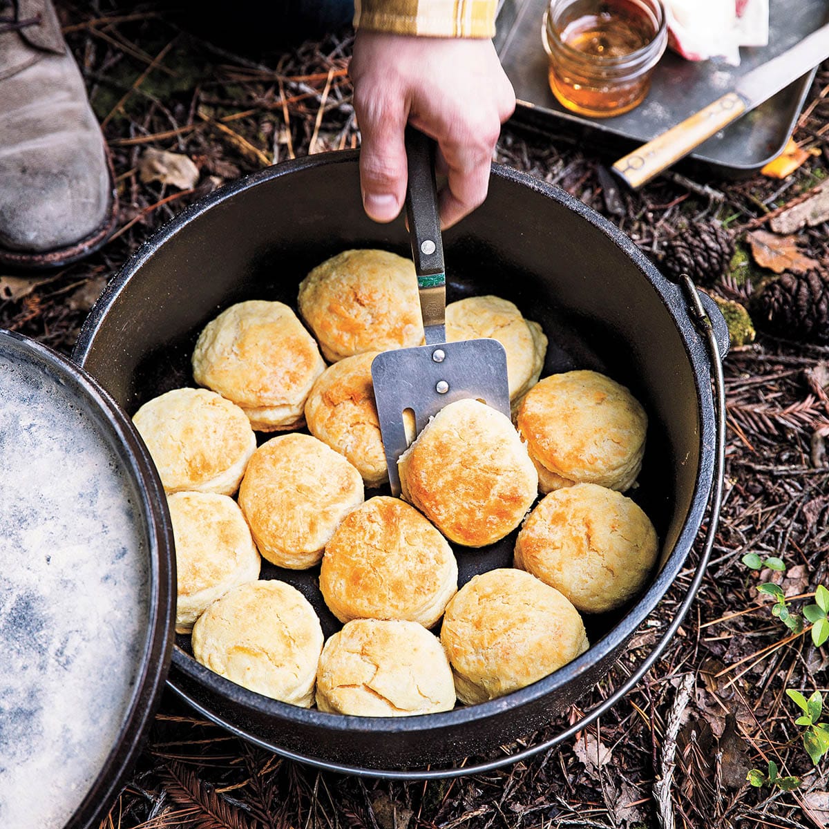 Biscuits in a Dutch oven