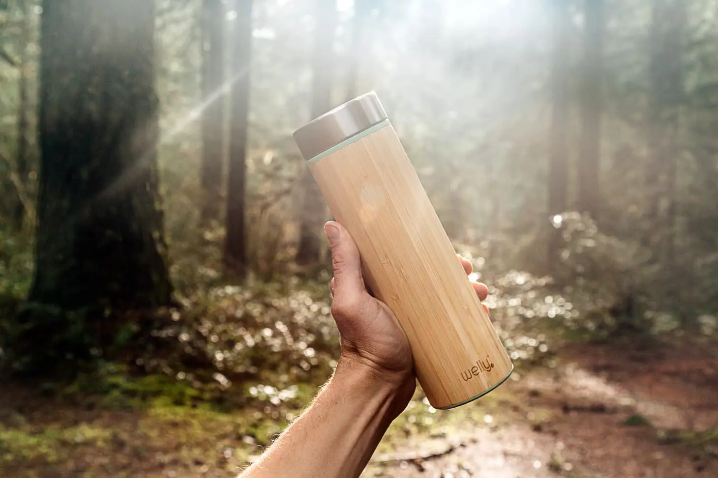 Holding the Welly infuser water bottle