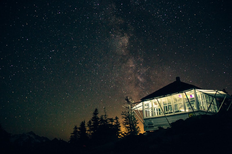 Stars above the Winchester Mountain lookout tower