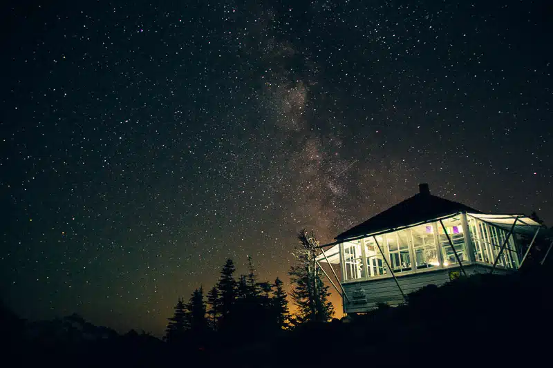 Stars above the Winchester Mountain lookout tower